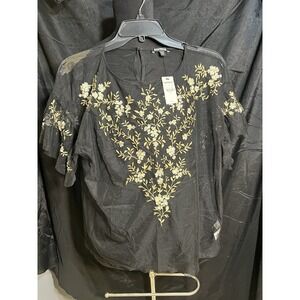 NWT EXPRESS SHEER TOP COVER SZ L BLACK (2245)‎